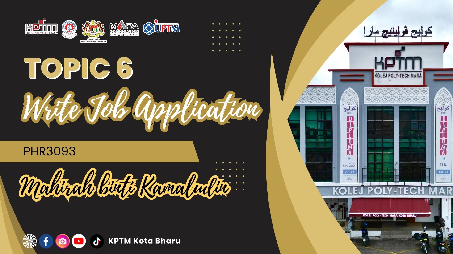 PHR3093 TOPIC 6 - WRITE JOB APPLICATION